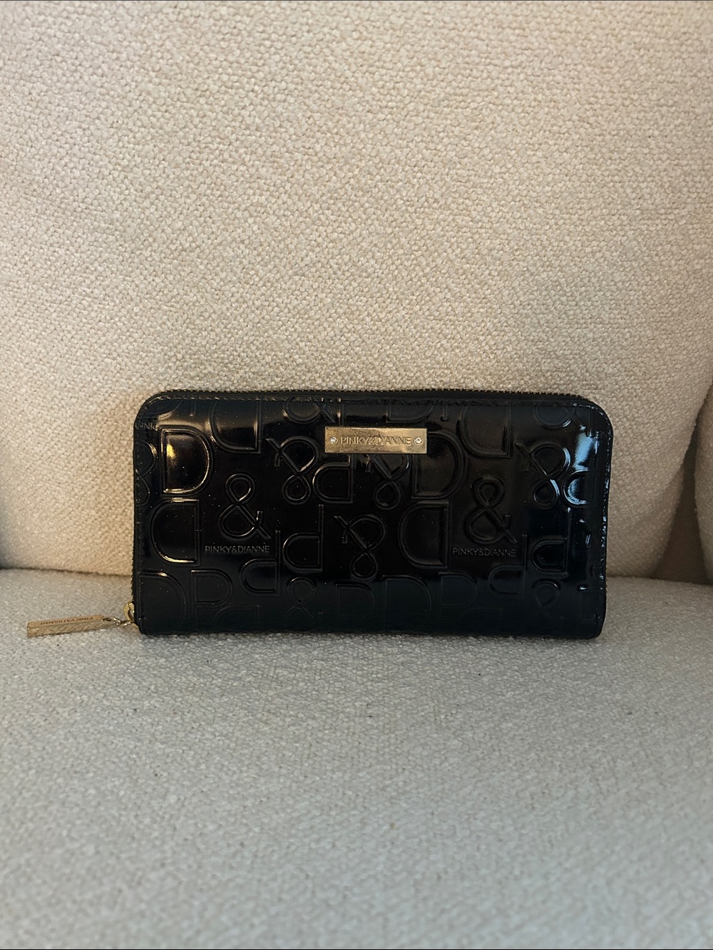 Pinky & Dianne Black Patent Zip-Around Wallet